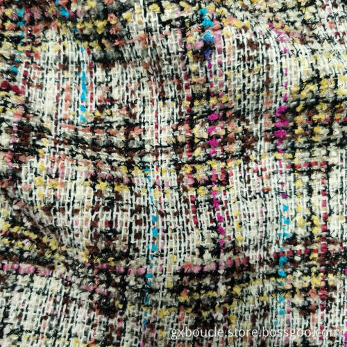 Högkvalitativ Boucle modedesign med Lurex-tyg